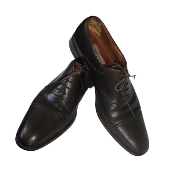 a.testoni MENS BROWN LEATHER CLASSIC DRESS OXFORDS SIZE 9.5 main image 7